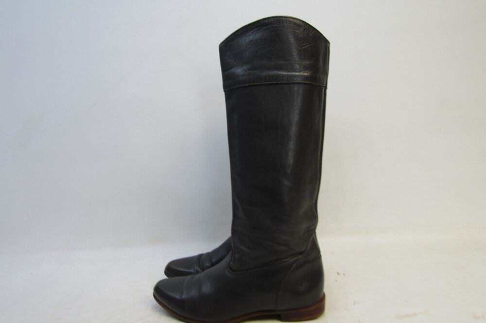 Frye Womens Size 8 M Dark Gray Leather Knee High Cowboy 15" Riding Fashion Boots